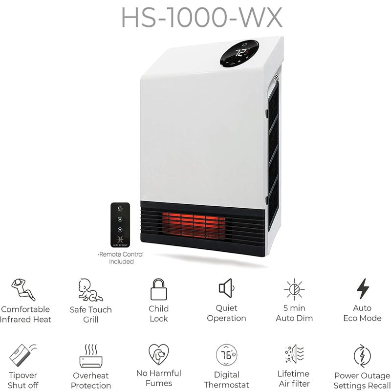 BowLift | 1000W Space Heaters Wall-Mount/Tabletop for Indoor Use Small Space Heaters with Wireless Remote Control