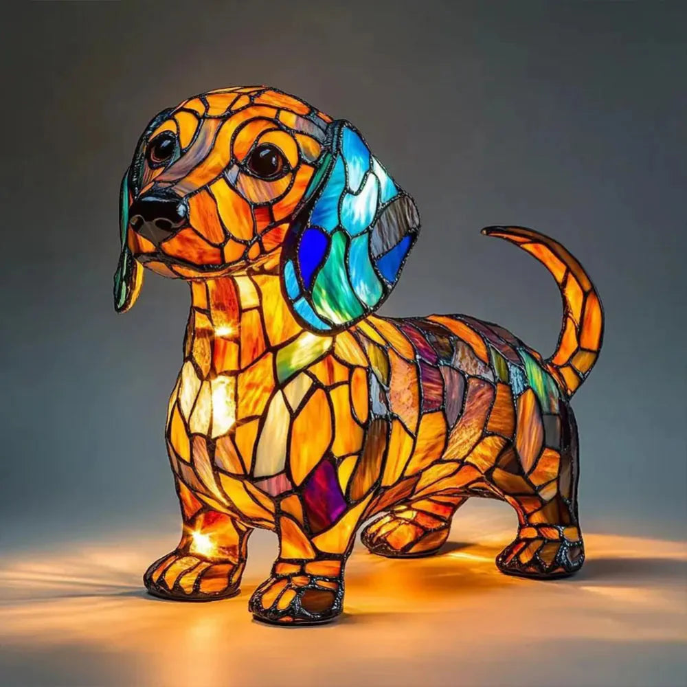 BowLift | Stained Glass Lamp Dog Design Decorative Table Night Light