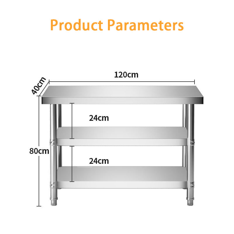 BowLift | Thickened Disassembly Three-Layer Stainless Steel Workbench, Hotel Kitchen Operation Table, Work Table Packaging Table