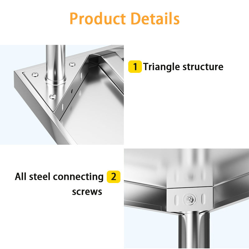 BowLift | Thickened Disassembly Three-Layer Stainless Steel Workbench, Hotel Kitchen Operation Table, Work Table Packaging Table