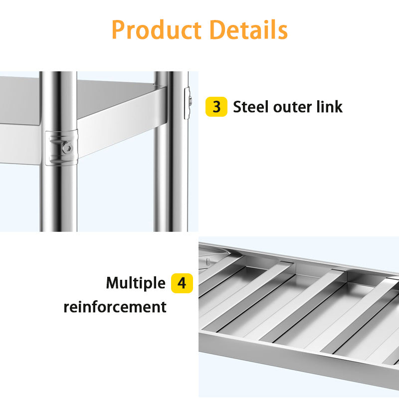 BowLift | Thickened Disassembly Three-Layer Stainless Steel Workbench, Hotel Kitchen Operation Table, Work Table Packaging Table
