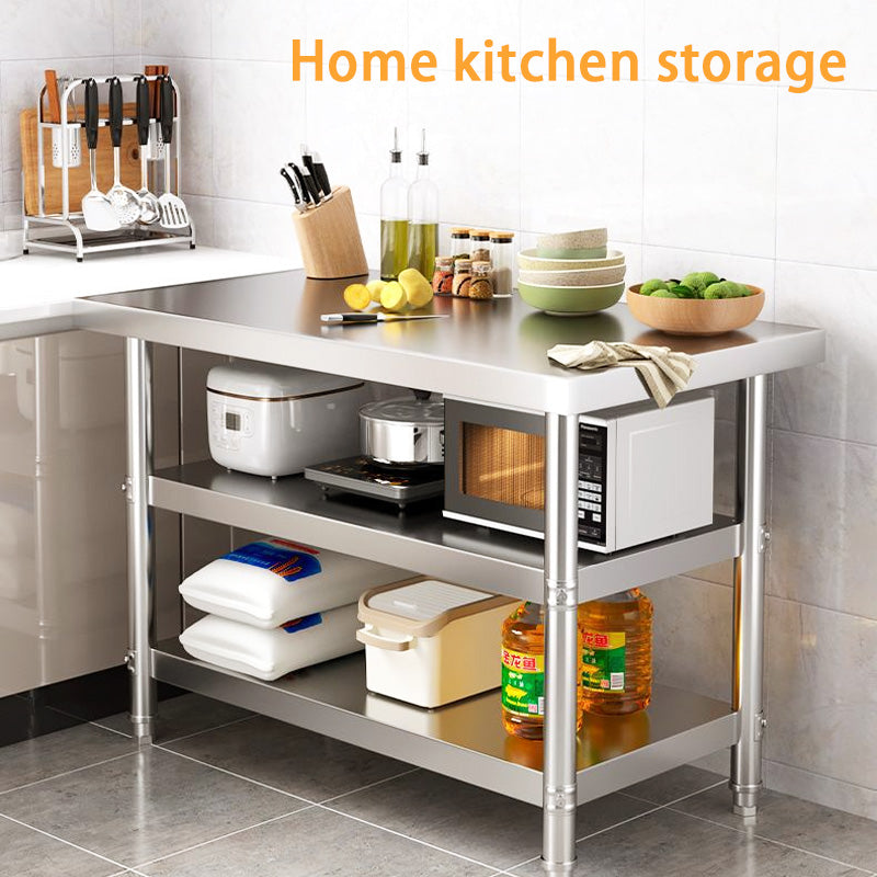 BowLift | Thickened Disassembly Three-Layer Stainless Steel Workbench, Hotel Kitchen Operation Table, Work Table Packaging Table