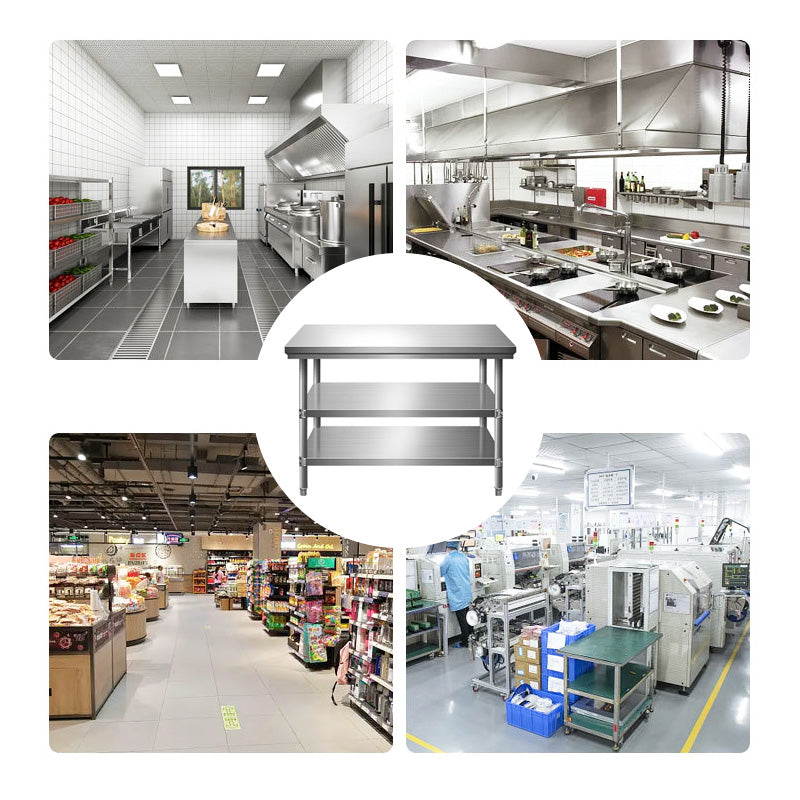 BowLift | Thickened Disassembly Three-Layer Stainless Steel Workbench, Hotel Kitchen Operation Table, Work Table Packaging Table