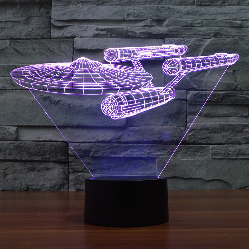 BowLift | Lumora 3D Star Trek Enterprise Ship LED Lamp - Multicolor optical illusion light