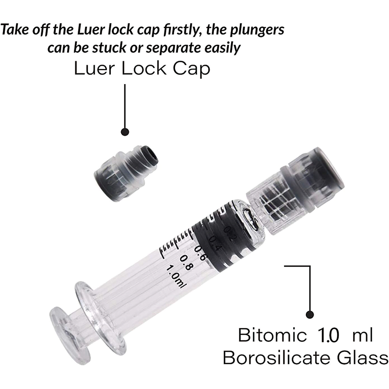 BowLift | 100pcs Borosilicate Glass 1ml Luer Lock Syringe, Non-Medical, Sterile, Heat Resistant, Measurement Markings for Lab, Vet, Craft