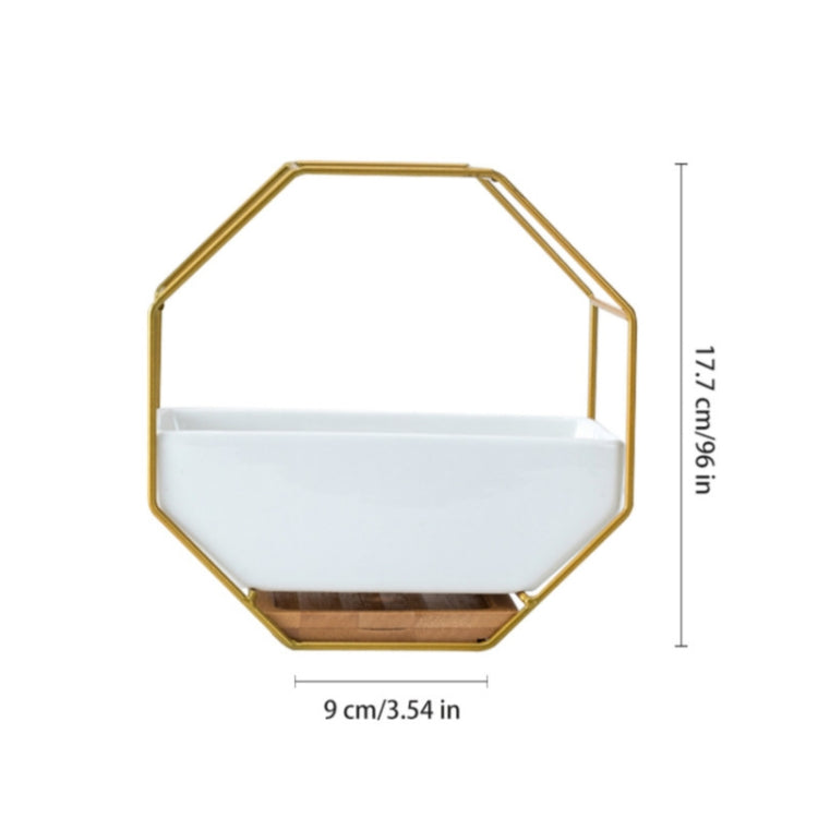 BowLift | Simple octagonal geometric wall-mounted table succulent plate bamboo support iron frame flower pot (Gold)