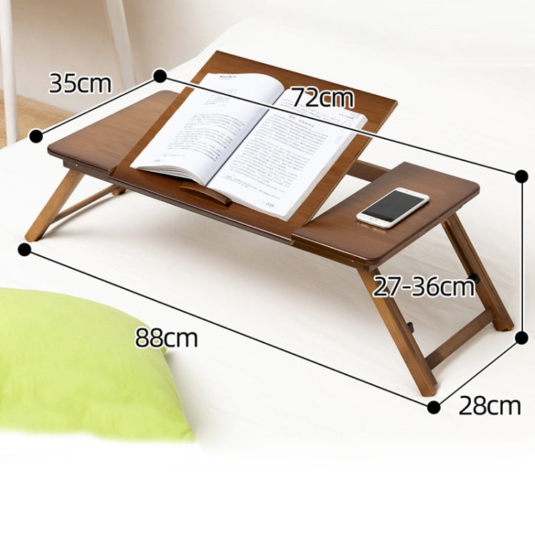 BowLift | 741ZDDNZ Bed Use Foldable Height Adjustable Laptop Desk Dormitory Study Desk, Specification: Classic Tea Color 88cm Thick Bamboo