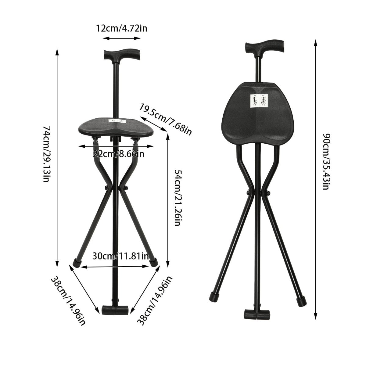 BowLift | Foldable walking stick with integrated seat for comfort on the go
