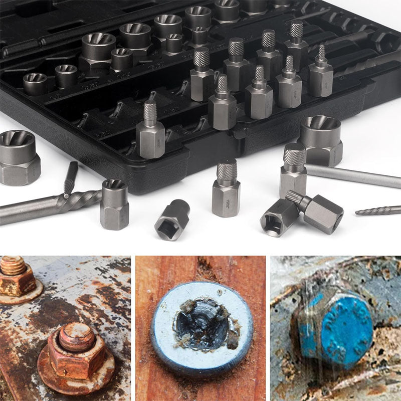 BowLift | Tap Extractors 36 Pieces Bolt Extractor Set for Removing Damaged Frozen Rusted Rounded-Off Bolts Nuts & Screws