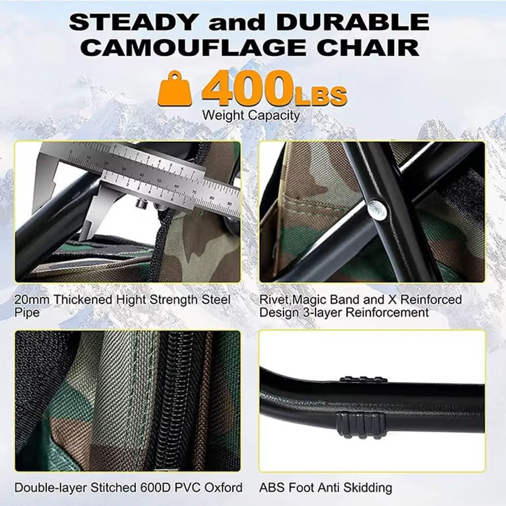 BowLift | 3-in-1 camouflage rucksack with folding chair & cooler compartment