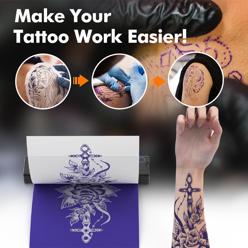 BowLift | Tattoo Thermal Printer Wireless USB Printer Thermal Inkless Portable A4 Bluetooth