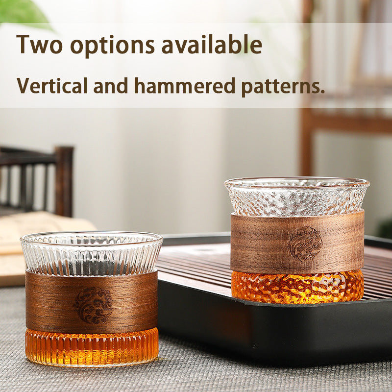 BowLift | Vertical Pattern Water Cup, Hammer Pattern Water Cup, High Borosilicate High Temperature Resistant And Anti-Scalding Household Glass Tea Cup, New Chinese Style High-Looking Tea Cup, Tea Cup