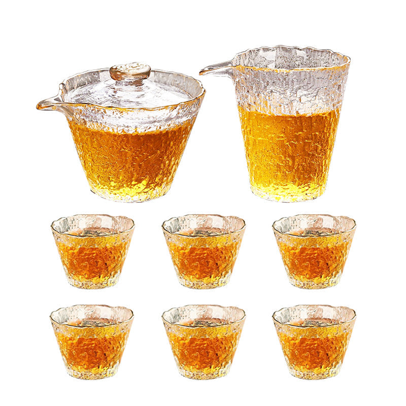 BowLift | Teacups,Glass Tea Set, Tea Set, Household Kung Fu Teacup High-End Bowl, Office Travel Tea Maker Teapot, Eight-Piece Tea Set