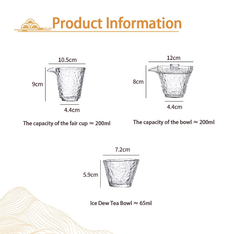 BowLift | Teacups,Glass Tea Set, Tea Set, Household Kung Fu Teacup High-End Bowl, Office Travel Tea Maker Teapot, Eight-Piece Tea Set