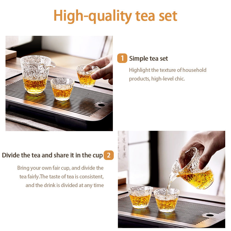 BowLift | Teacups,Glass Tea Set, Tea Set, Household Kung Fu Teacup High-End Bowl, Office Travel Tea Maker Teapot, Eight-Piece Tea Set