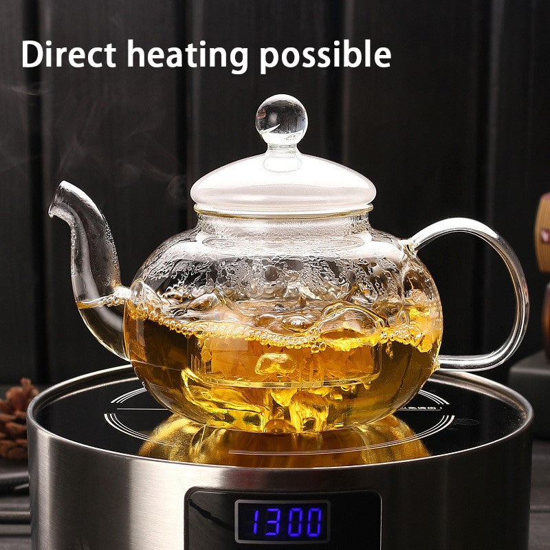 BowLift | Thickened High Borosilicate Glass Flower Teapot, High Temperature Resistant Glass Teapot, Filtered Kung Fu Tea Set, Heat Resistant And Heated Teapot