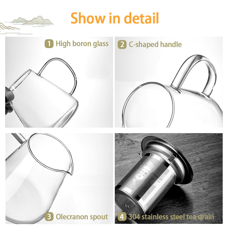 BowLift | Thickened Teapot, High-Temperature Tea-water Separation Tea-water Kettle, Filtered Heat-Resistant Tea Set, Large-Capacity Household Single-Pot Glass Kettle