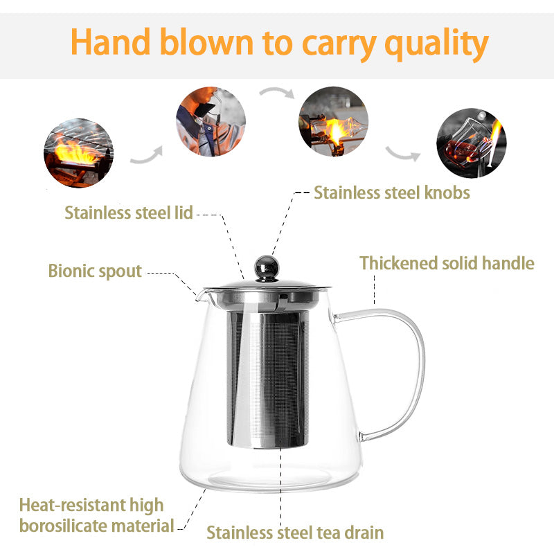 BowLift | Thickened Teapot, High-Temperature Tea-water Separation Tea-water Kettle, Filtered Heat-Resistant Tea Set, Large-Capacity Household Single-Pot Glass Kettle