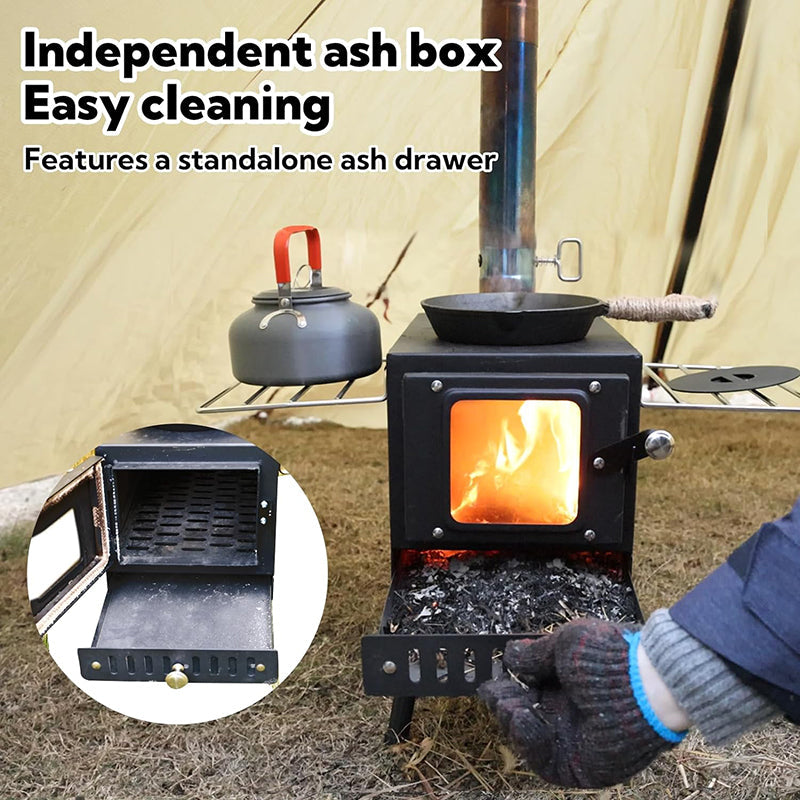 BowLift | Tent Stove Folding Portable Wood Stove for Tent,Cooking,Courtyard Camping Stove include Chimney Pipes and Spark Arrestor