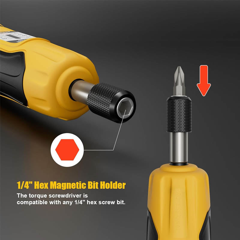 BowLift | 1/4”Torque Screwdriver 10-70 in-lbs Torque Wrench Screwdriver Set with 20 S2 Bits and Case for Tools