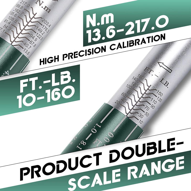 BowLift | 1/2-inch Drive Click Torque Wrench Dual-Direction Adjustable Torque Wrench Set 10-160ft .lb