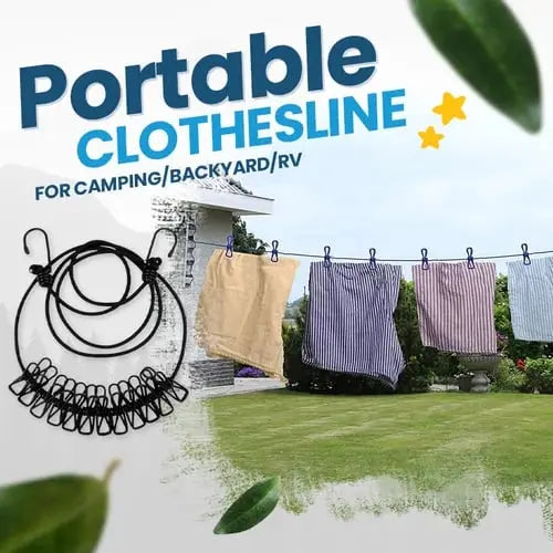 BowLift | Portable Clothesline with Clips – Ideal for Travel, Camping & Balcony