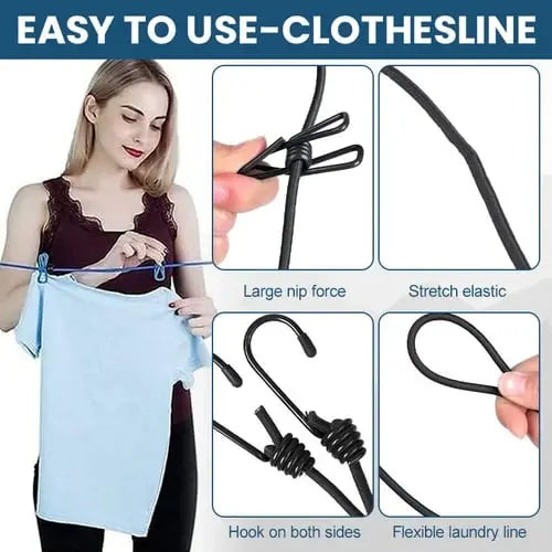 BowLift | Portable Clothesline with Clips – Ideal for Travel, Camping & Balcony
