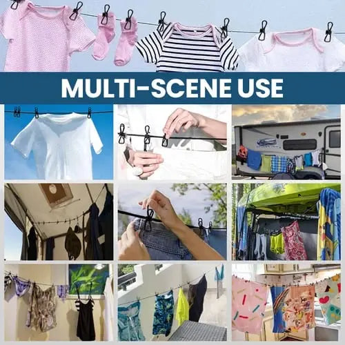 BowLift | Portable Clothesline with Clips – Ideal for Travel, Camping & Balcony