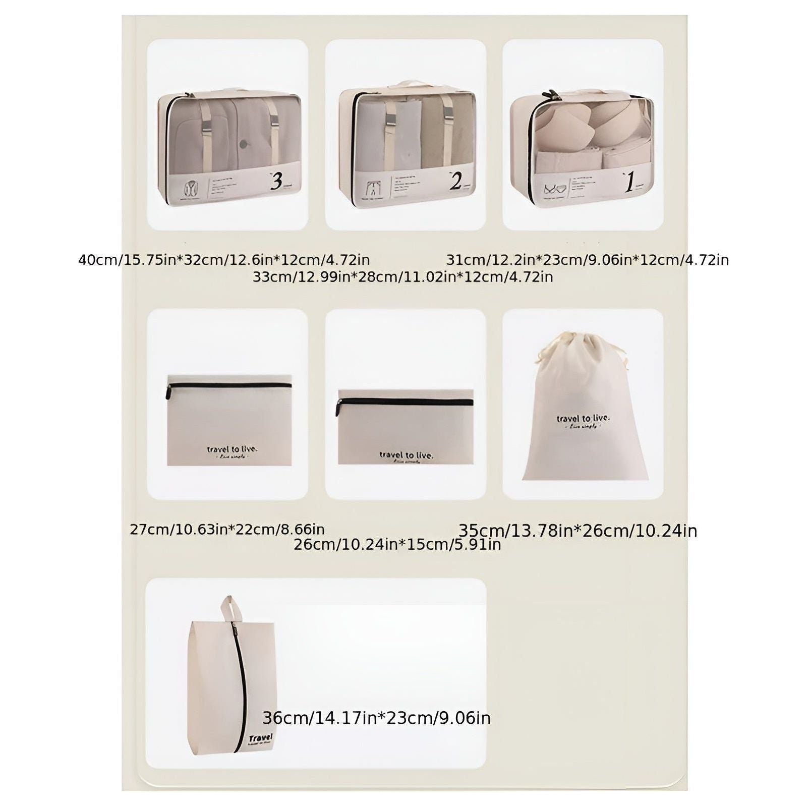 BowLift | 7-Piece Travel Packing Cube Set – Lightweight Compression Travel Organiser Bags for Suitcase & Luggage