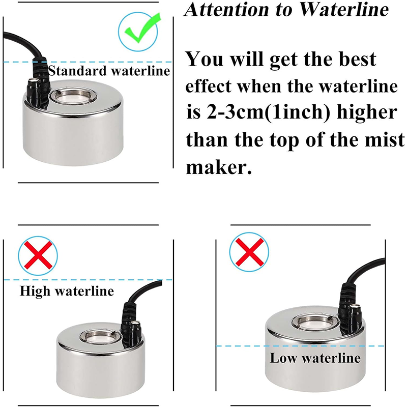 BowLift | Ultrasonic Mist Maker Indoor Fountain Small Atomizer Waterscape AC/DC Adapter Atomizer Pond Stainless Steel Atomizer Rockery Ultrasonic Humidifier Plant Sprayer Decoration