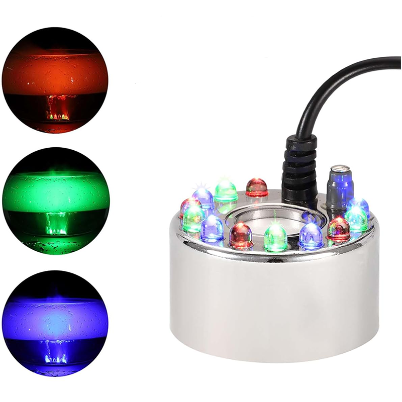 BowLift | Ultrasonic Mist Maker Splashproof Float 12 LED Atomizer Indoor Fountain Small Atomizer Fish Tank AC/DC Adapter Atomizer Large Pot Stainless Steel Atomizer Ultrasonic Humidifier Indoor Sprayer Atomizer Decoration