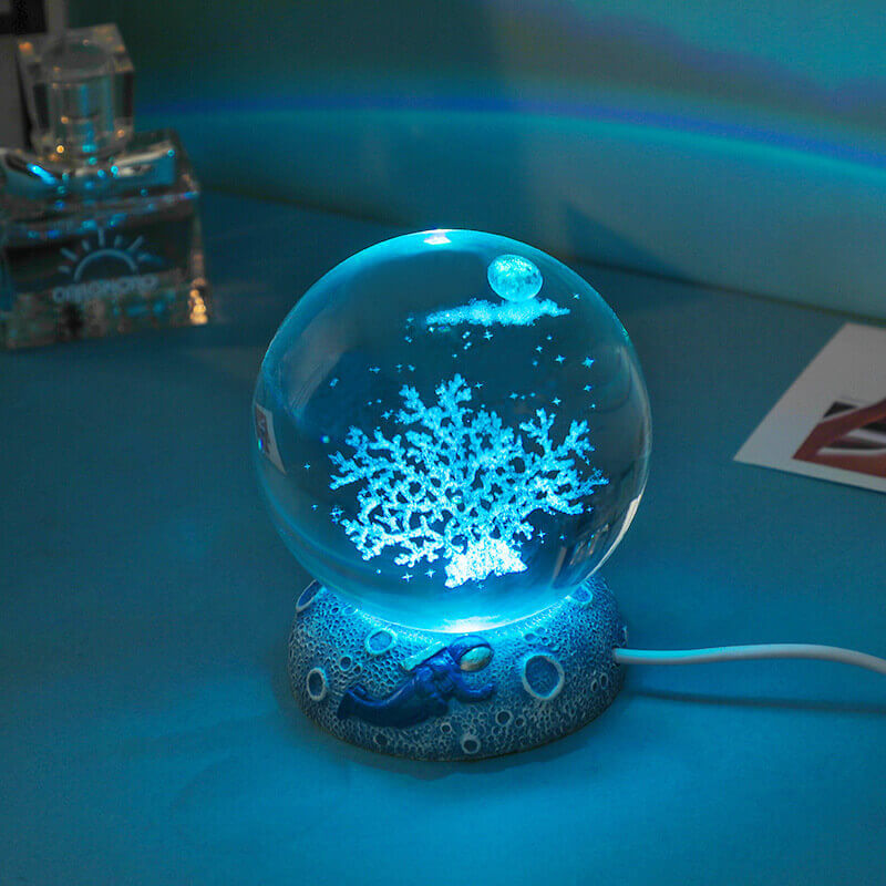 BowLift | AquaGlobe Crystal Ball Night Light | Underwater World LED Lamp | Mood Light & Decor for Home