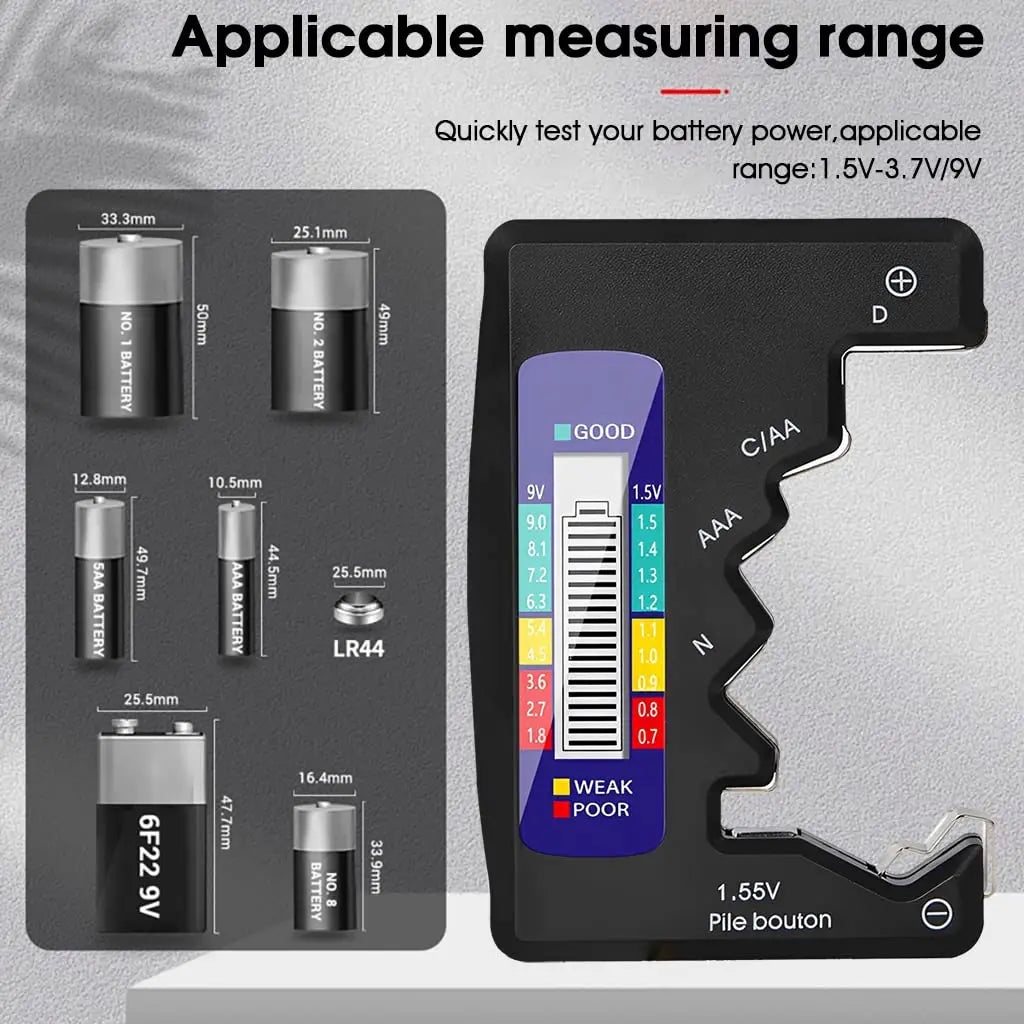 BowLift | Universal Battery Tester – Quick Test for AA, AAA, 9V & Button Cells