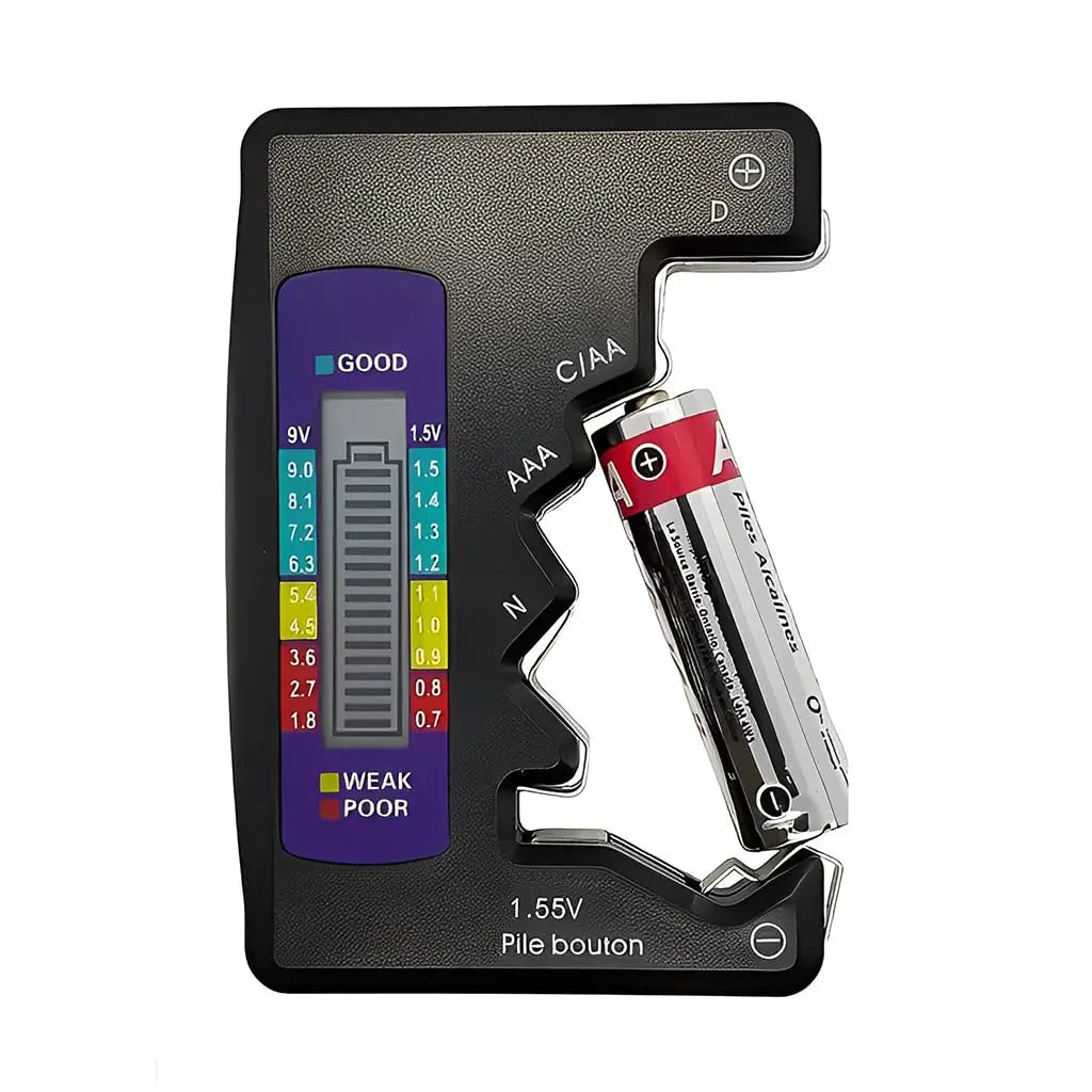 BowLift | Universal Battery Tester – Quick Test for AA, AAA, 9V & Button Cells