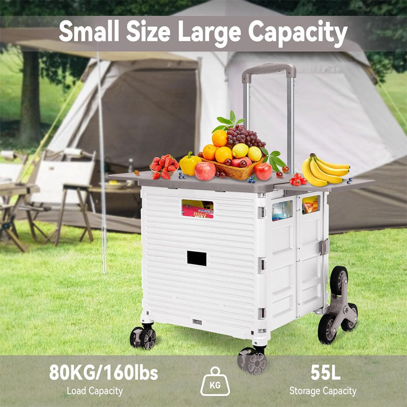 BowLift | Utility Carts Foldable Utility Cart with Magnetic Lid Telescopic Cover Adjustable Telescoping Handle 360° Rotate Climbing Wheels