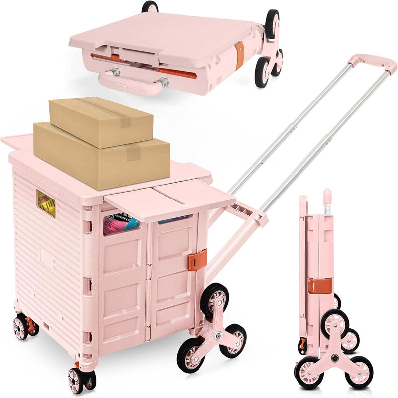 BowLift | Utility Carts Foldable Utility Cart with Magnetic Lid Telescopic Cover Adjustable Telescoping Handle 360° Rotate Climbing Wheels