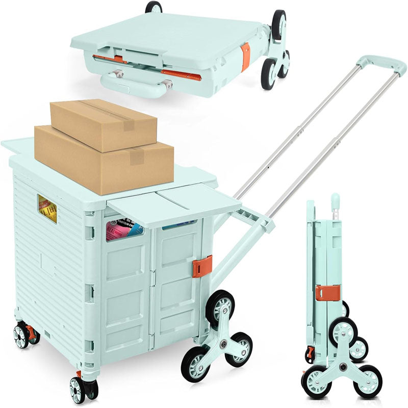 BowLift | Utility Carts Foldable Utility Cart with Magnetic Lid Telescopic Cover Adjustable Telescoping Handle 360° Rotate Climbing Wheels