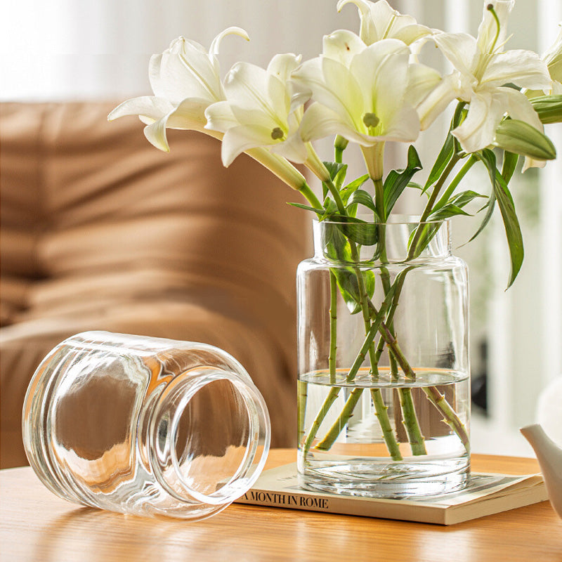 BowLift | Vase Glass Living Room Ornaments, Large-Caliber Flower Arrangement, High-End Transparent Dining Table, Light Luxury Vase