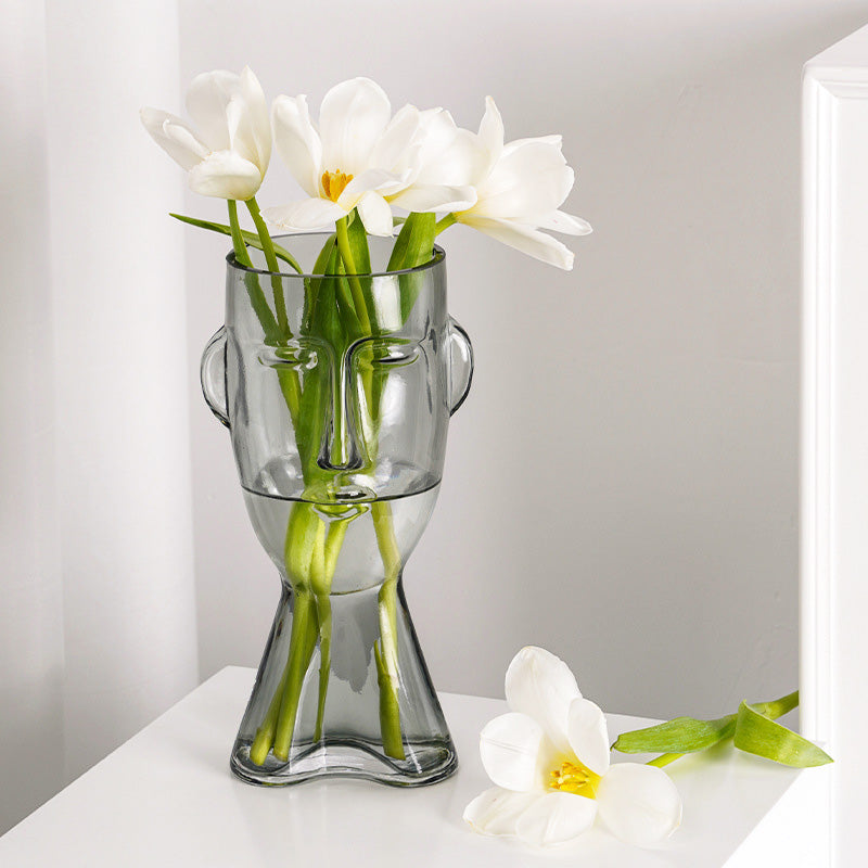 BowLift | Face glass vase decoration, living room flower arrangement decoration, decoration living room dining table Internet celebrity glass vase