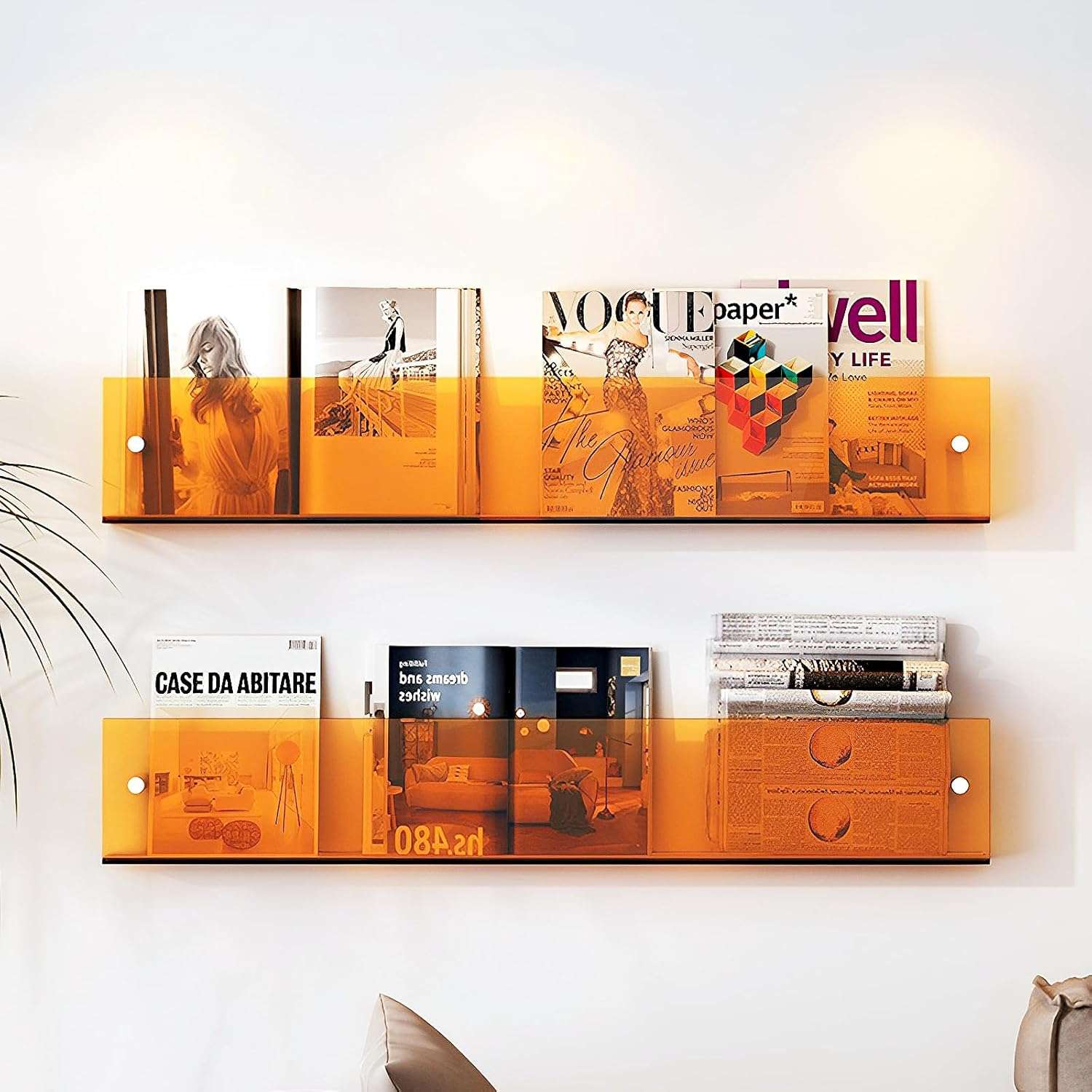 BowLift | Acrylic Wall-mounted Floating Magazine Rack