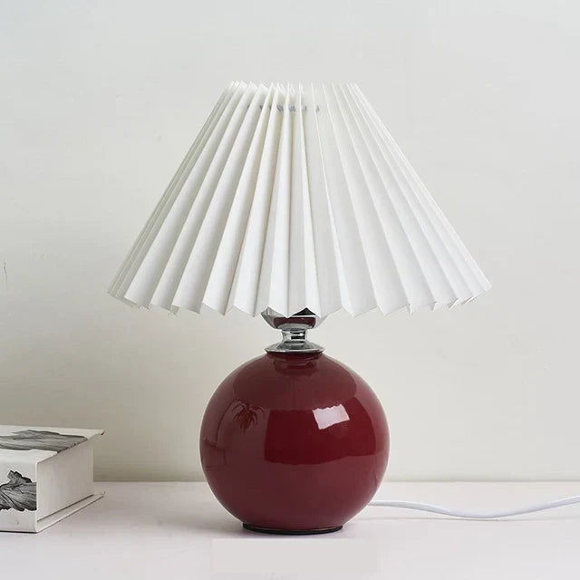 BowLift | Luminous Heritage: Vintage Table Lamp with Pleated Shade – Elegant Antique Retro Nightstand Lighting Solutions