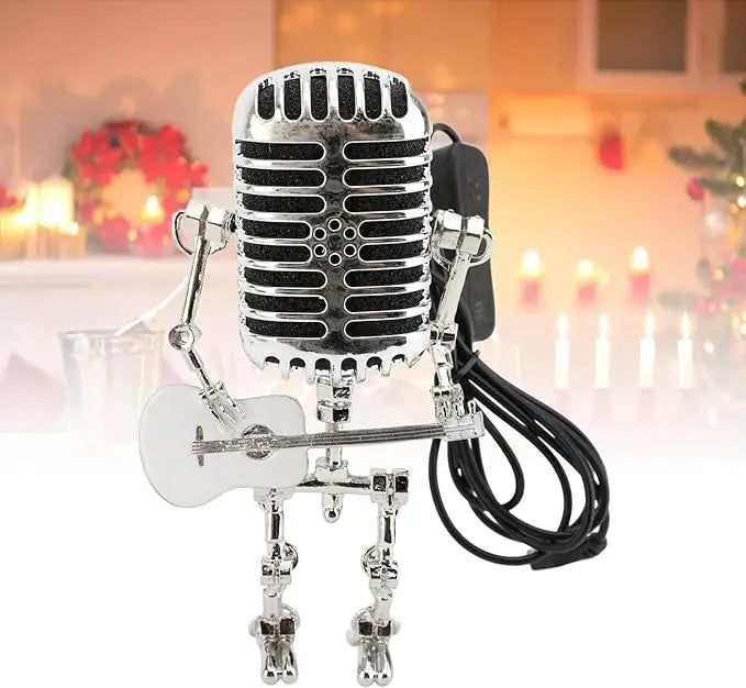 BowLift | Vintage Microphone Robot Lamp — Industrial Alloy Desk Lamp