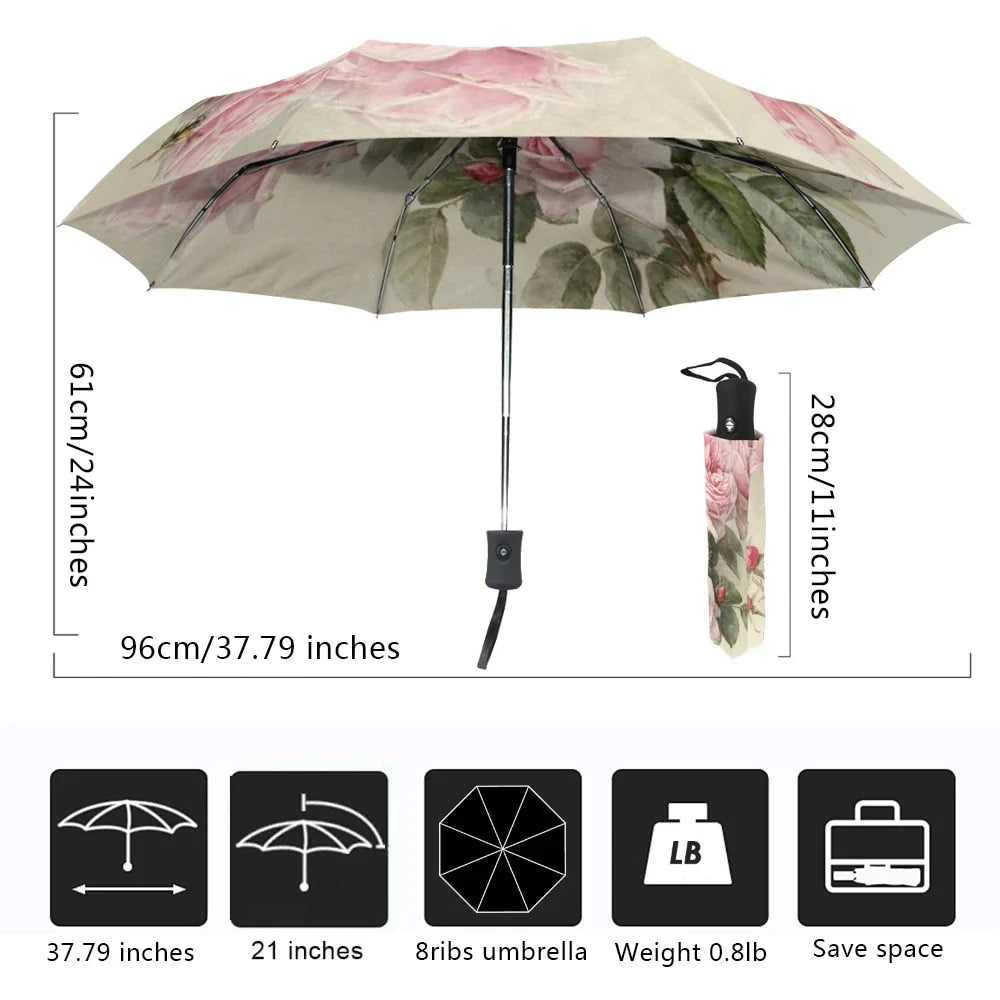 BowLift | Automatic Folding Flower Print Umbrella