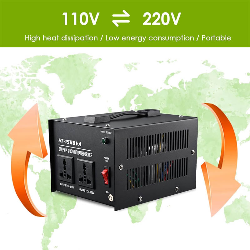 BowLift | Voltage Converter Transformer 1500W Heavy Duty Step Up/Down Transformer 110 / 220V