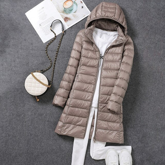 BowLift | Ultralight, Packable, Long Puffer Coat