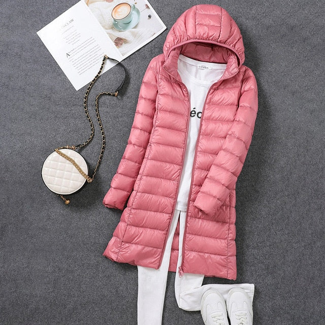 BowLift | Ultralight, Packable, Long Puffer Coat