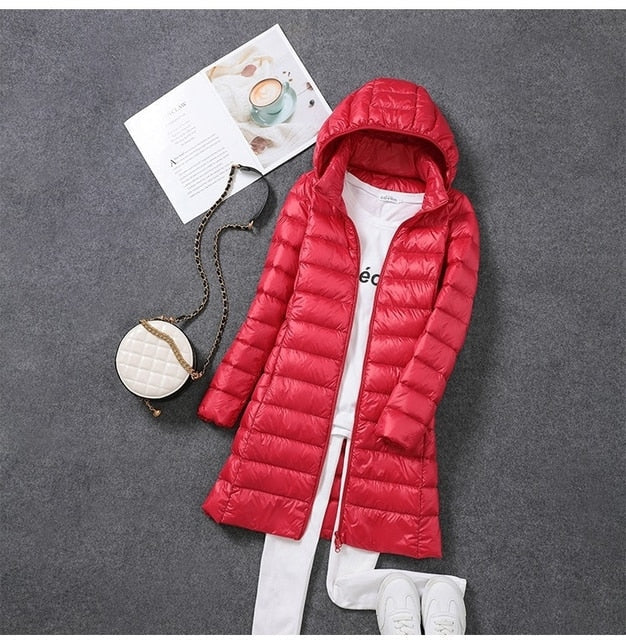 BowLift | Ultralight, Packable, Long Puffer Coat