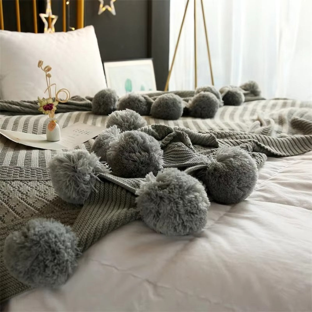 BowLift | Whimsy Fluffy Pom-Pom Macaron Blanket
