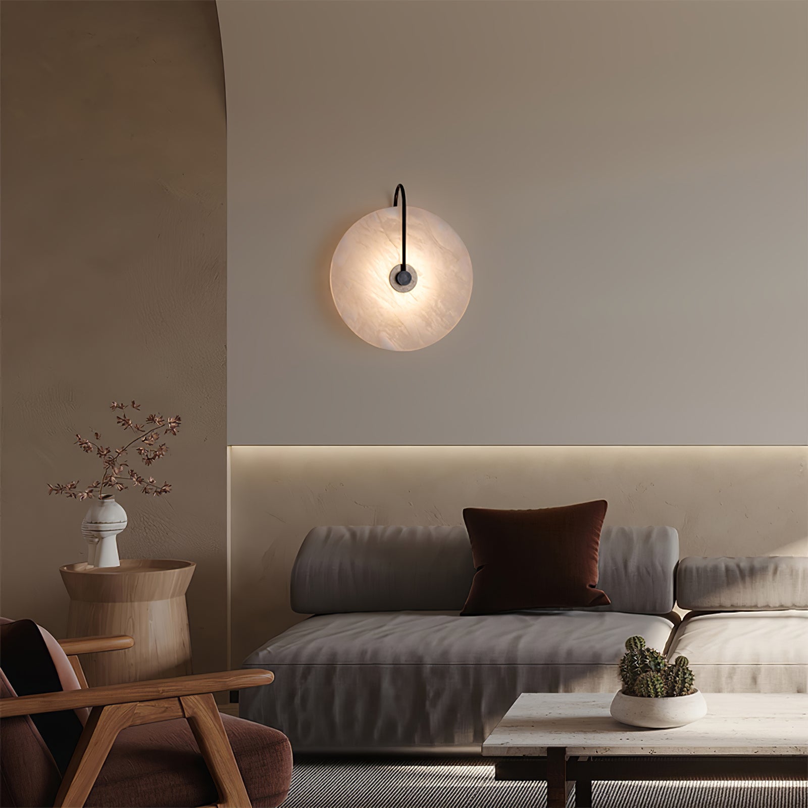 BowLift | White Alabaster Wall Lamp