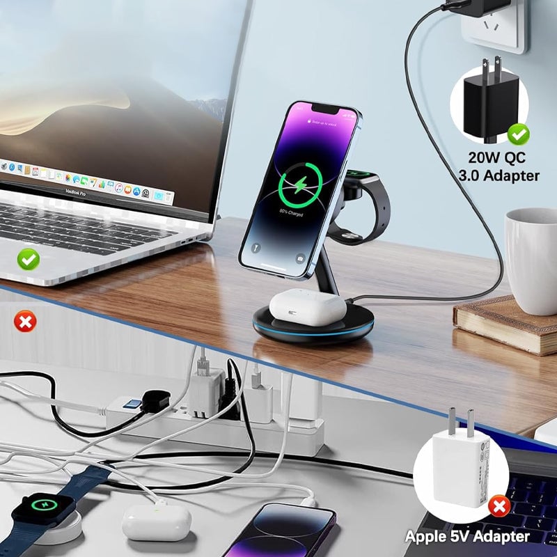 BowLift | Folding magnetic 3-in-1 wireless charger